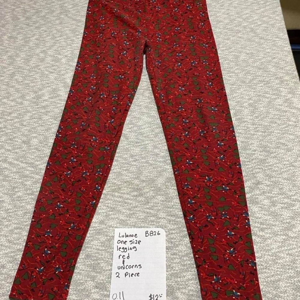 Lularoe One Size Leggings Red & Unicorns 2 Piece bundle. SKU-B826